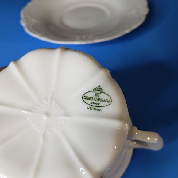 Tirschenreuth Baronesse White Elegant Teacup Saucer Demitasse Made in Germany - Picture 5 of 9